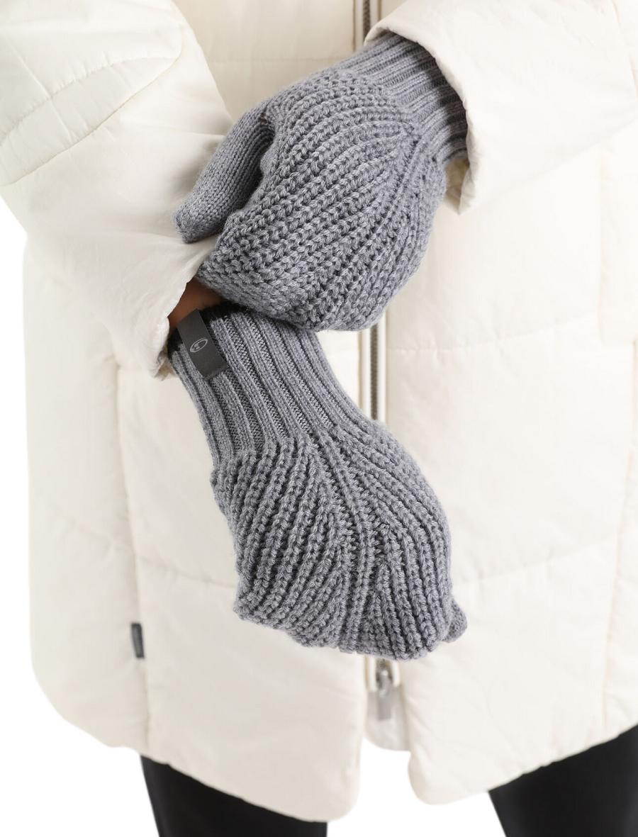 Rękawiczki Icebreaker Unisex Merino Waypoint Mittens Damskie Szare Czarne | PL 1444WNBY